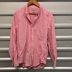 J Crew Men's Pink Checkered Shirt Gingham Size XL Preppy Office Teacher Academia